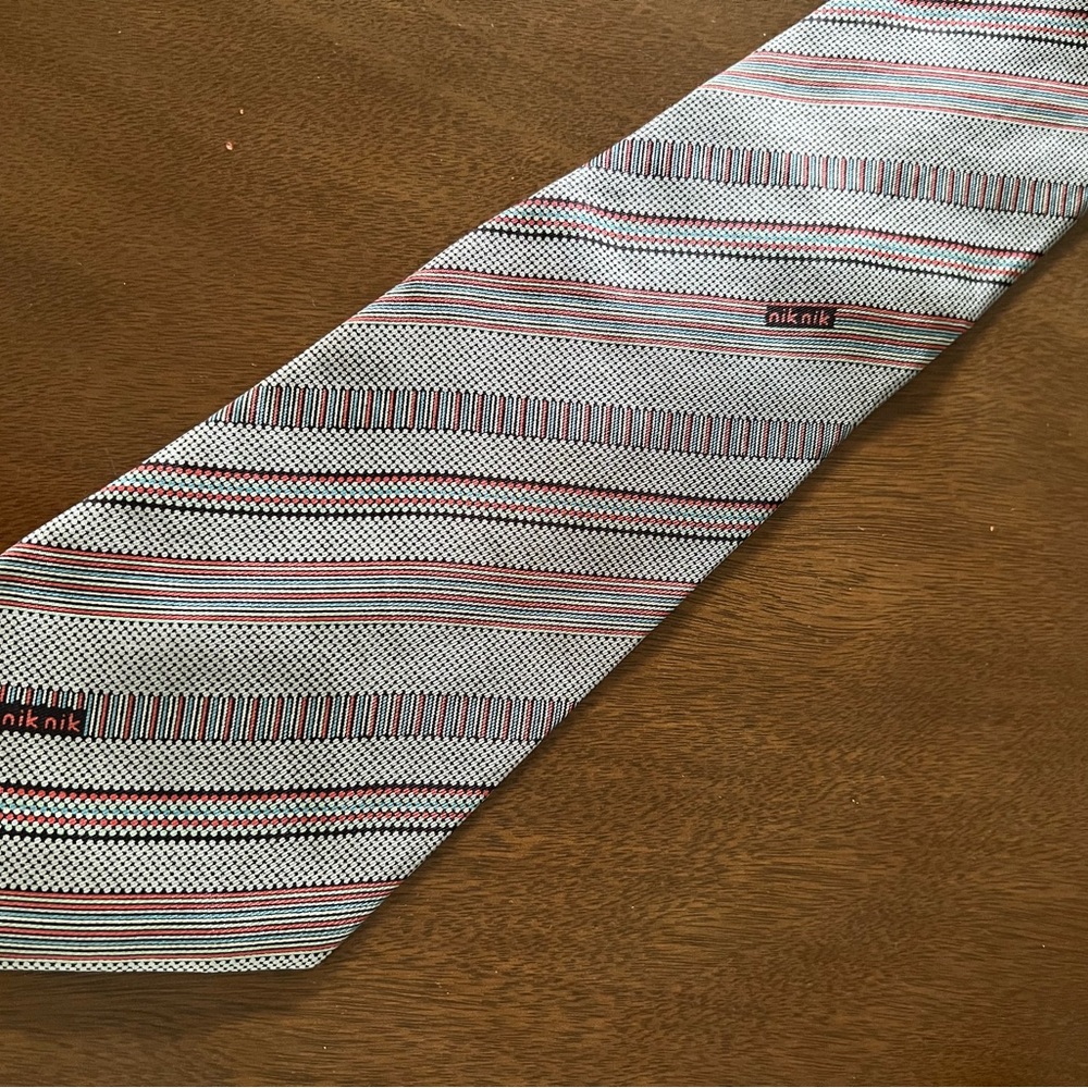 Men’s Nik Nik vintage 70s wide SILK Beige neck tie Gino Pompeii Made in Italy